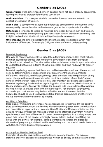 gender bias essay plan