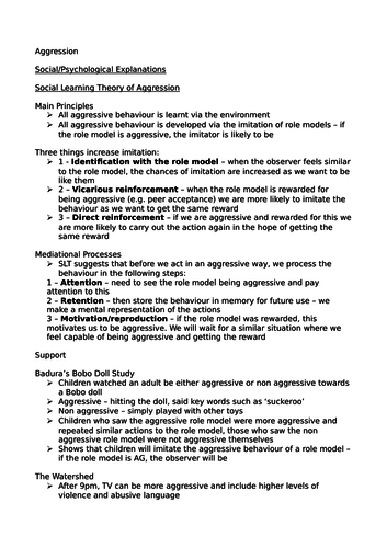 Aggression - AQA A Level Psychology