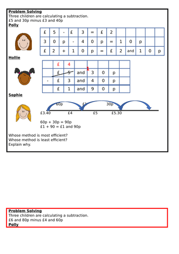 Subtracting money, Spring Block 2, year 3