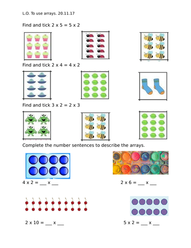 Arrays, Year 2 Worksheets, Differentiated 2 Ways | Teaching Resources