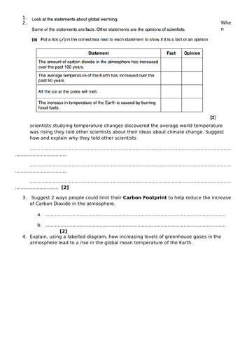 chemistry assignment global warming