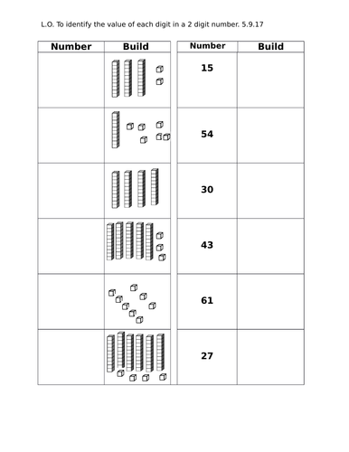 year 2 worksheets identify the value of each digit in a 2 digit number