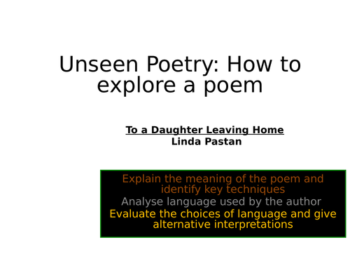Unseen poetry lesson - AQA GCSE specification