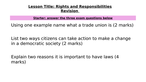 Citizenship AQA 9-1: Exam Technique revision lesson