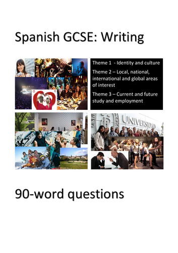New Spanish GCSE. Writing exam practice: 90-word questions. Perfect for home learning.