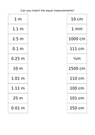Worksheet for converting between m and cm, and cm and mm. | Teaching