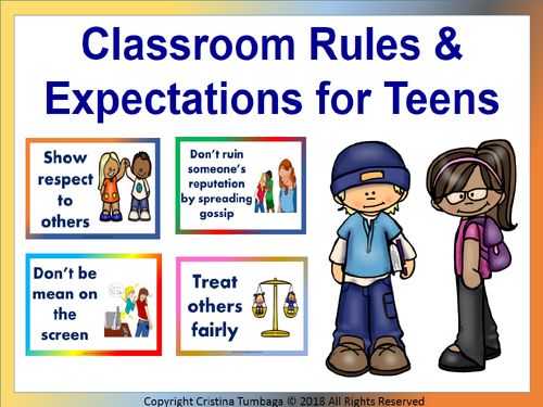 Classroom Rules And Expectations For Teens Teaching Resources 