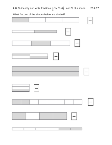 year 2 worksheets identify and write fractions of a shape