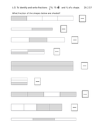 year 2 worksheets identify and write fractions of a shape