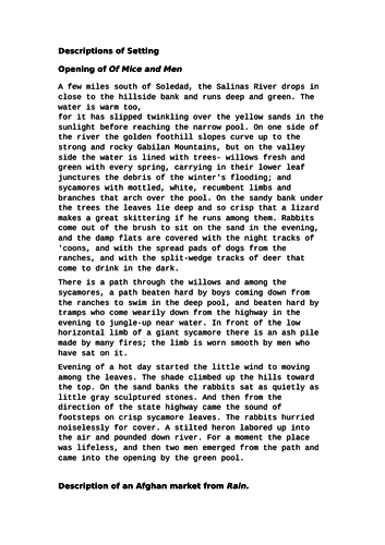 Descriptive Writing 1 - Setting | Teaching Resources