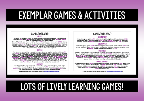 PRIMARY LATIN ANIMALS CARDS | Teaching Resources