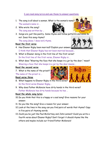 essay about the song eleanor rigby by the beatles