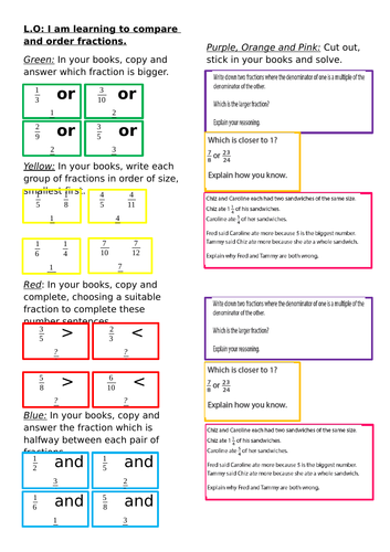 KS2 Year 5 Comparing and ordering fractions | Teaching Resources
