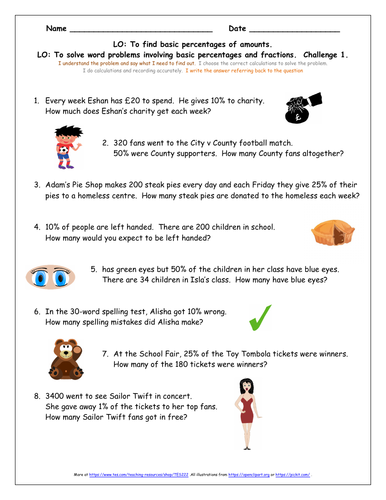percentage problem solving ks2