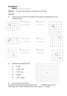 Translations of 2-D Shapes Full Lesson (Powerpoint and Worksheet