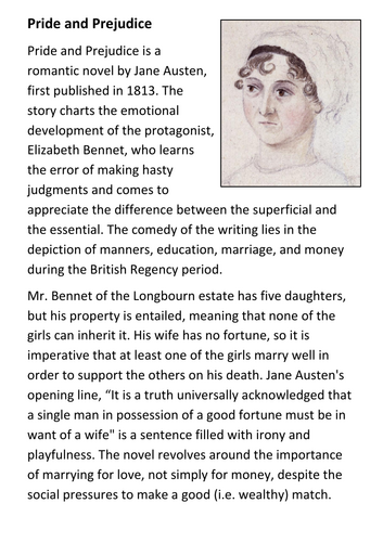 Pride and Prejudice Handout