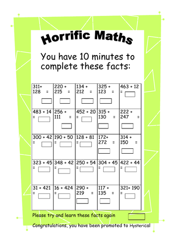 Year 5 Year 6 Addition and Subtraction Challenge Sheets Mental Maths