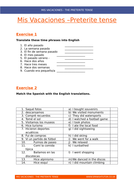 Mis Vacaciones - 11 Worksheets All Tenses | Teaching Resources