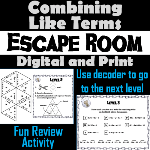 Combining Like Terms Escape Room