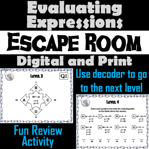 Evaluating Algebraic Expressions Escape Room