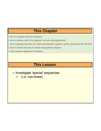 Full lesson on geometric sequences and pattern spotting of number relationships