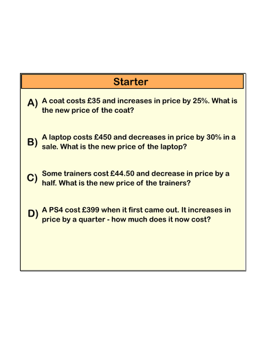 Full lesson on finding percentages of amounts using a multiplier