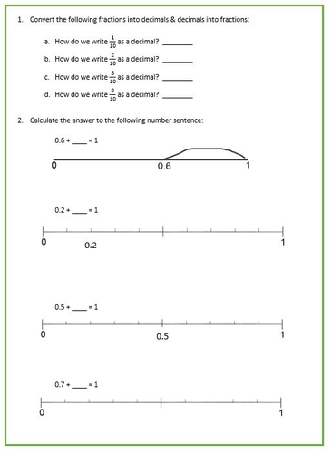 Decimals number bonds to 1 and 10 | Teaching Resources