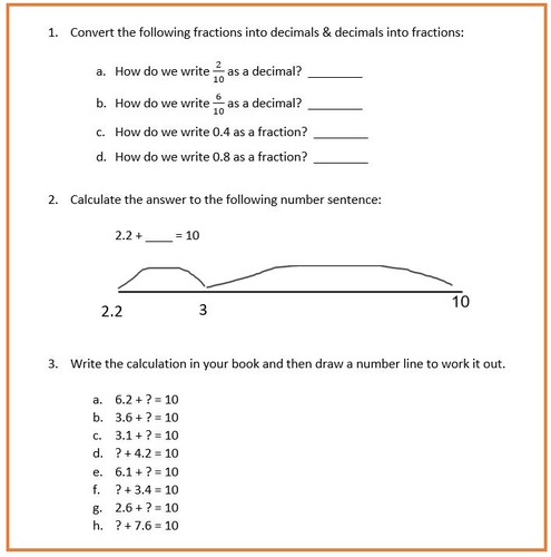 Decimals number bonds to 1 and 10 | Teaching Resources