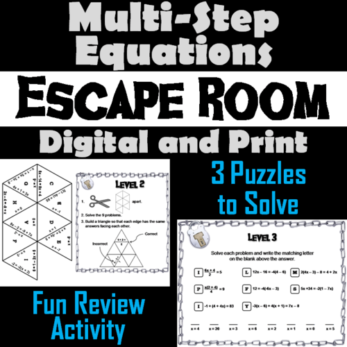 Multi Step Equations Escape Room