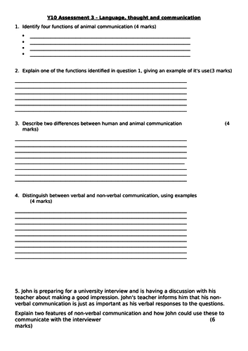 AQA NEW SPEC GCSE Psych - Lang, thought and communciation - Nonverbal assessment