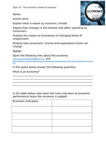The economic climate of business GCSE 2017+ (yr10,11,12) | Teaching ...