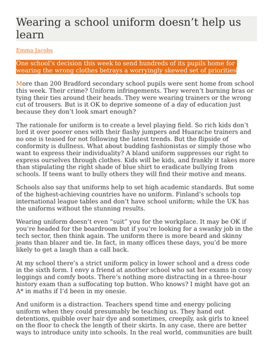 Organic essay structure image