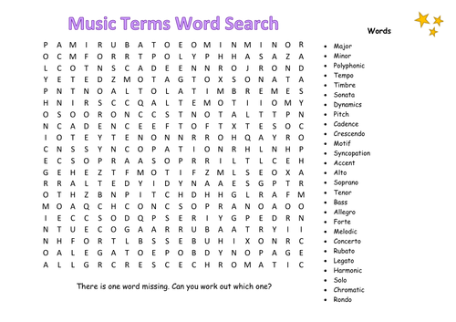 Music Word Search | Teaching Resources
