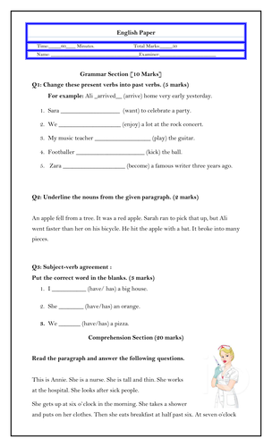 english grammar paper pdf