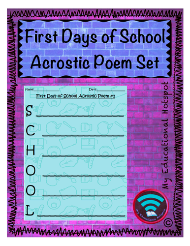 Differentiated Back to School Acrostic Poem Activity Set | Teaching ...