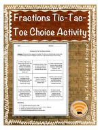 Fractions Tic-Tac-Toe Choice Activity | Teaching Resources