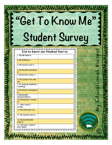 Get to Know Me Student Survey (beginning of the year data) | Teaching ...