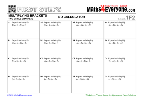 Expand And Simplify Worksheets With Answers Teaching Resources