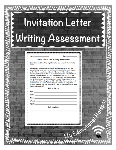 Invitation Letter Writing Assessment | Teaching Resources