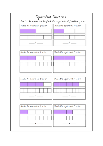 equivalent fractions bars