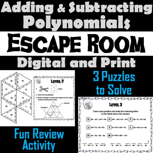 Adding and Subtracting Polynomials Escape Room