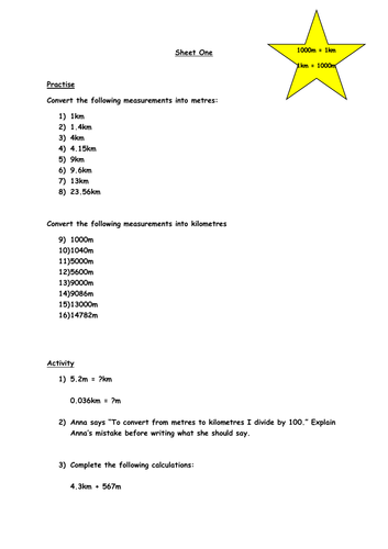 Converting Length Lesson - m and km