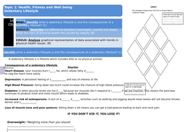 Edexcel GCSE PE 2016 - Sedentary Lifestyle | Teaching ...