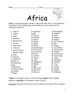 Countries of Africa - Printable worksheets with a map of Africa by ...