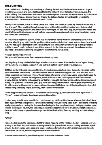 TINDER themed creative writing lesson (short story GCSE English ...