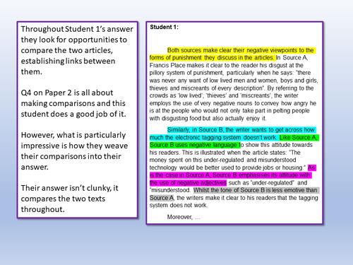 AQA Language Paper 2 Q4 Comparison | Teaching Resources