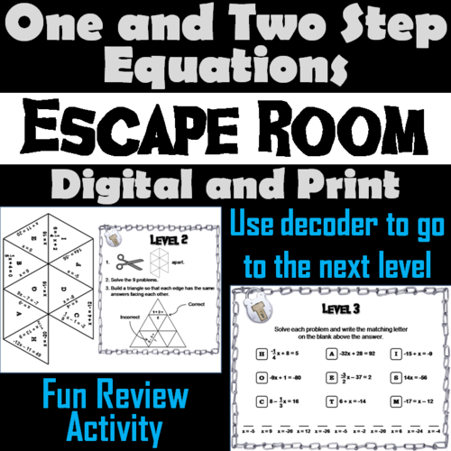 One and Two Step Equations: Math Escape Room