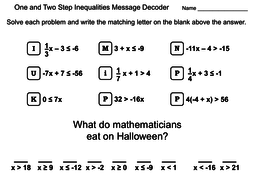 Solving One And Two Step Inequalities Worksheet Math Message