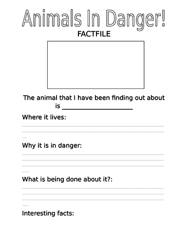 Endangered Animals Worksheet | Teaching Resources