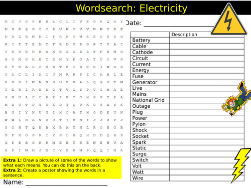 2 x Electricity Wordsearch Puzzle Sheet Keywords Settler Starter Cover ...